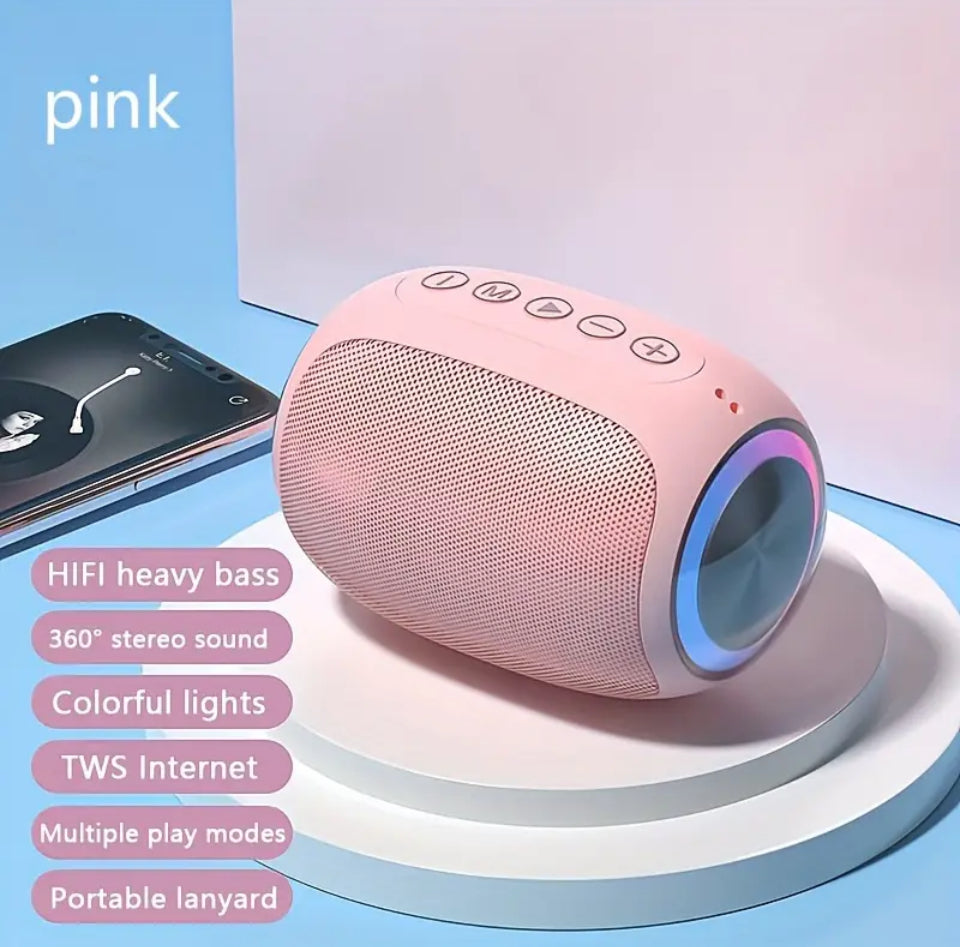 Smart Echo Dot speaker with voice control, compact design, LED light ring, and built-in Alexa for hands-free music, smart home control, and information pink